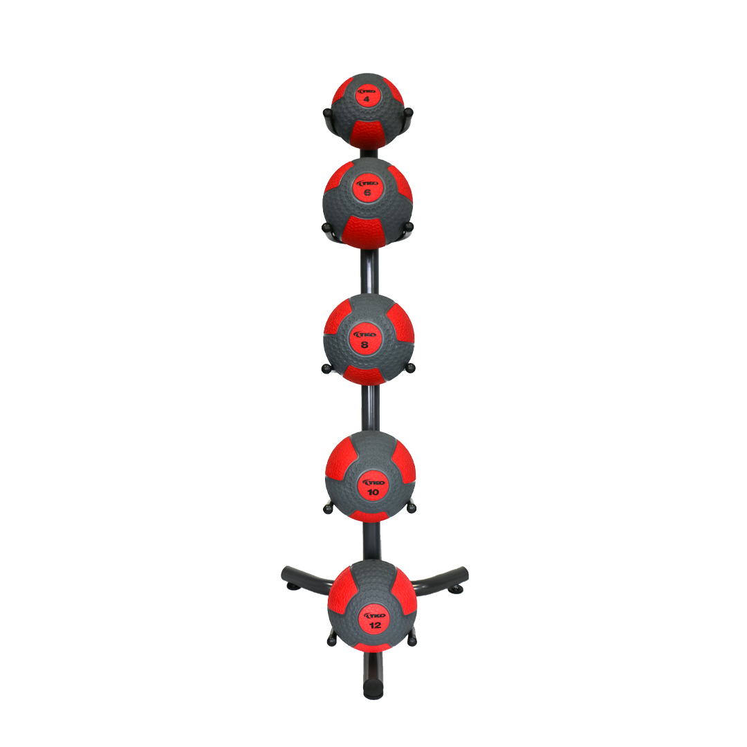 TKO 4-12lb Medicine Ball Set w/ Space-Saving Rack