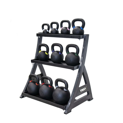 TKO 4kg-36kg Cast Kettlebell Set w/ 3 Tier Rack