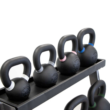 TKO 4kg-36kg Cast Kettlebell Set w/ 3 Tier Rack