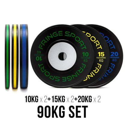 Fringe Sport Black Training Competition Plates - Kilos - front and side view