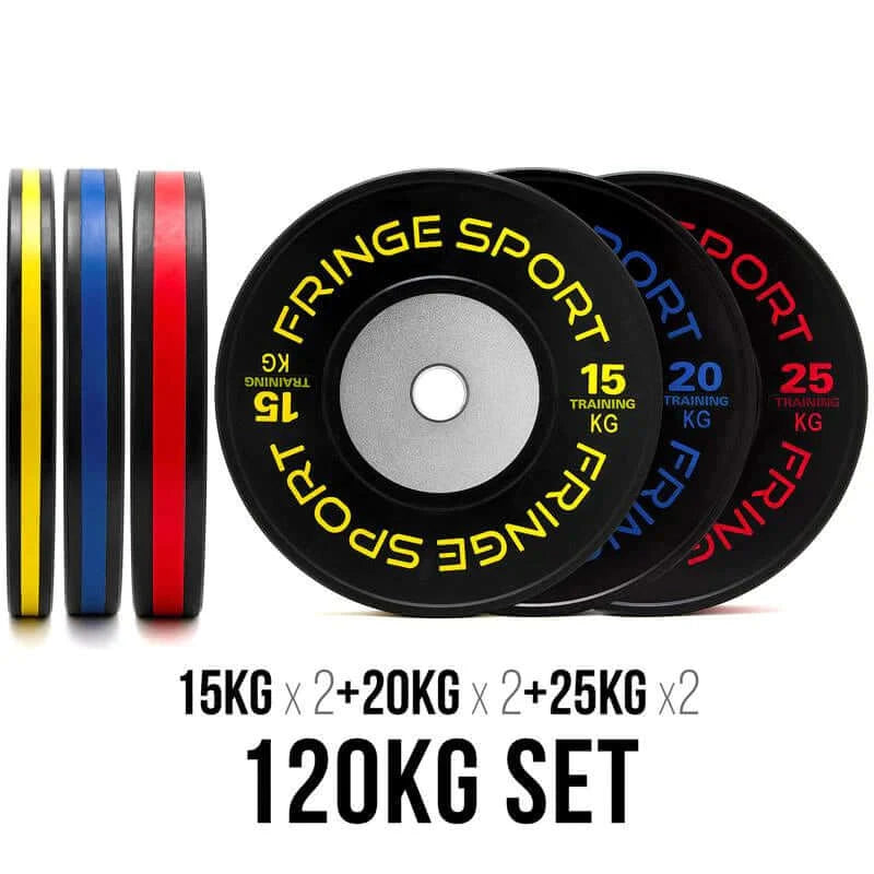 Fringe Sport Black Training Competition Plates - Kilos - front and side view