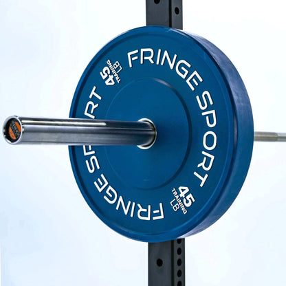 Fringe Sport 20kg Stainless Steel Wonder Bar - side view with weights