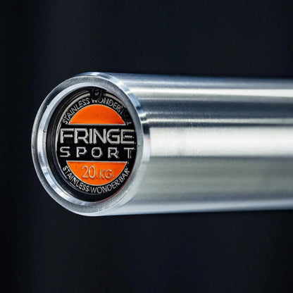 Fringe Sport 20kg Stainless Steel Wonder Bar - view of barbell end