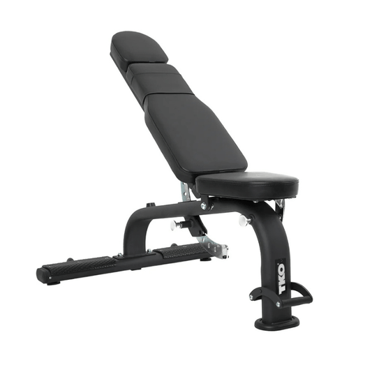 TKO FID Bench, adjustable workout bench for strength training with incline and decline positions.
